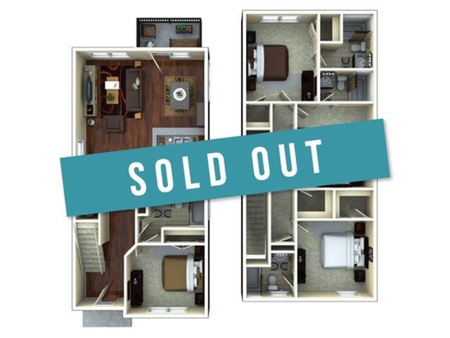 A 3D image of the 4BR/4BA – Artisan Elite floorplan, a 1703 squarefoot, 4 bed / 4 bath unit