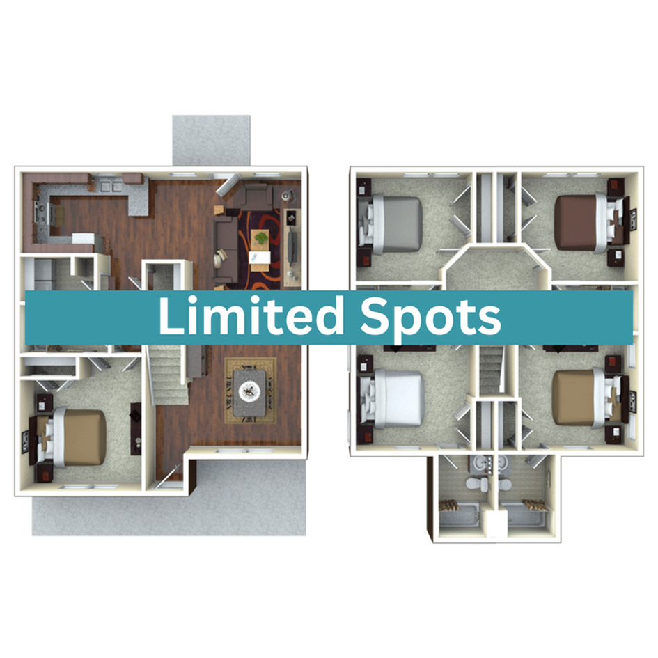 A 3D image of the 5BR/5BA – Magnolia Elite Tech floorplan, a 2166 squarefoot, 5 bed / 5 bath unit